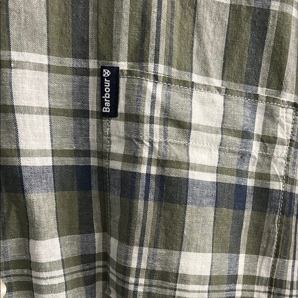 Barbour Green and White Plaid Button Down Shirt - Picture 3 of 6